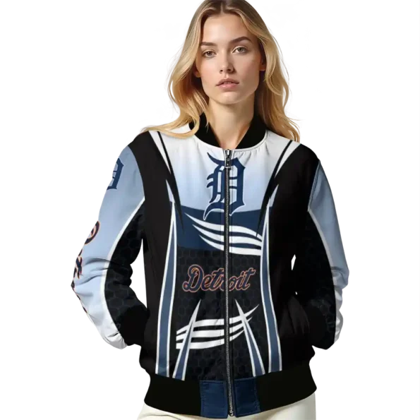 customized detroit tigers mesh effect navy black bomber jacket latest model