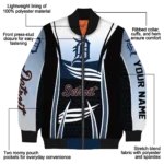 customized detroit tigers mesh effect navy black bomber jacket best selling