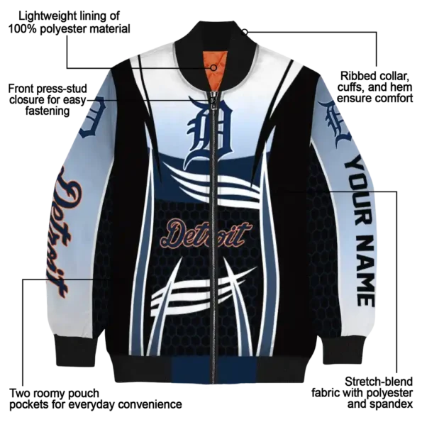 customized detroit tigers mesh effect navy black bomber jacket new arrival