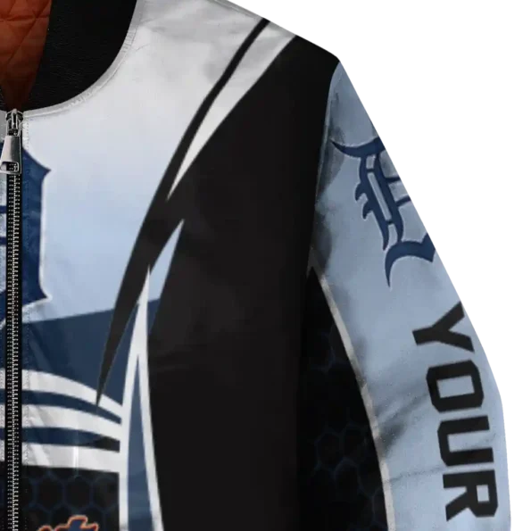 customized detroit tigers mesh effect navy black bomber jacket premium grade