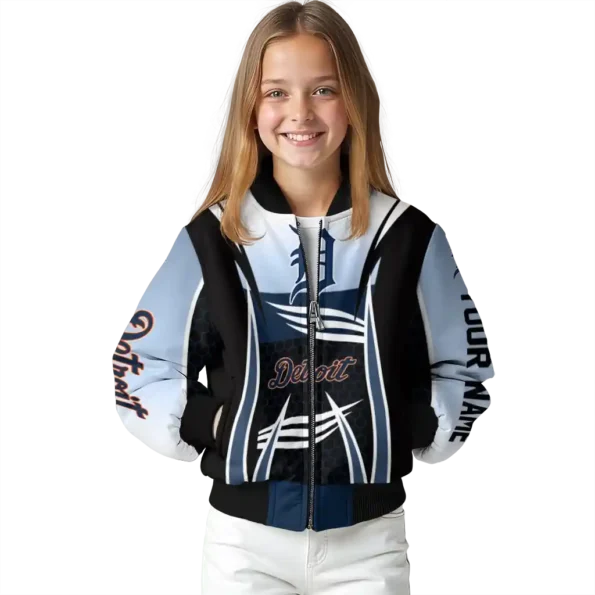 customized detroit tigers mesh effect navy black bomber jacket top rated