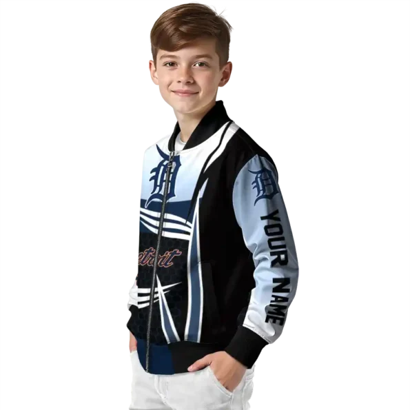 customized detroit tigers mesh effect navy black bomber jacket trendy