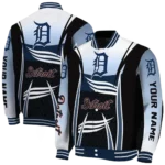 customized detroit tigers mesh effect navy black varsity jacket best selling