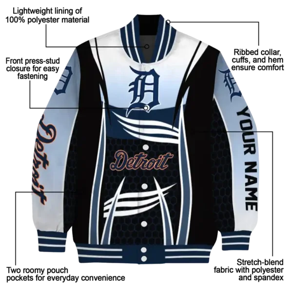 customized detroit tigers mesh effect navy black varsity jacket new arrival