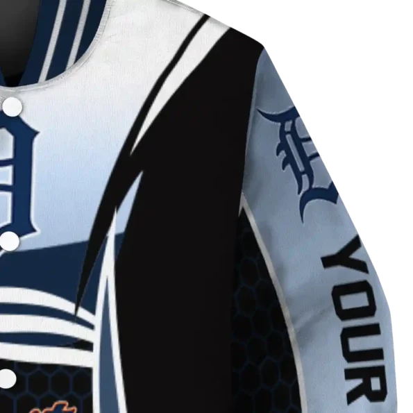 customized detroit tigers mesh effect navy black varsity jacket premium grade