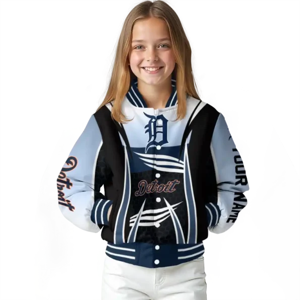 customized detroit tigers mesh effect navy black varsity jacket top rated