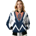 customized detroit tigers v stripes navy white bomber jacket best selling