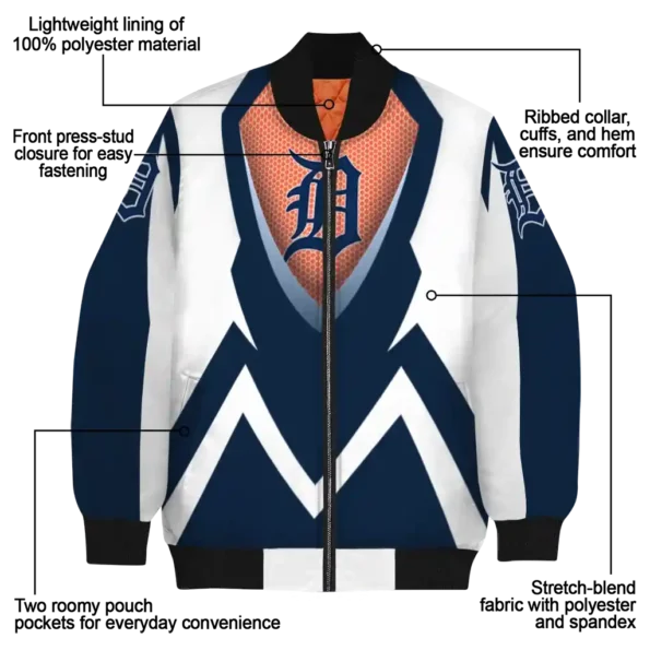 customized detroit tigers v stripes navy white bomber jacket new arrival