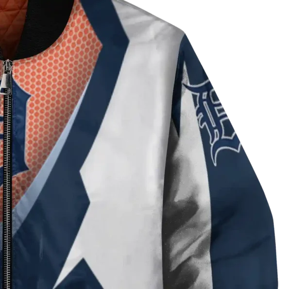 customized detroit tigers v stripes navy white bomber jacket premium grade