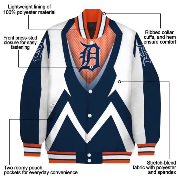 customized detroit tigers v stripes navy white varsity jacket new arrival