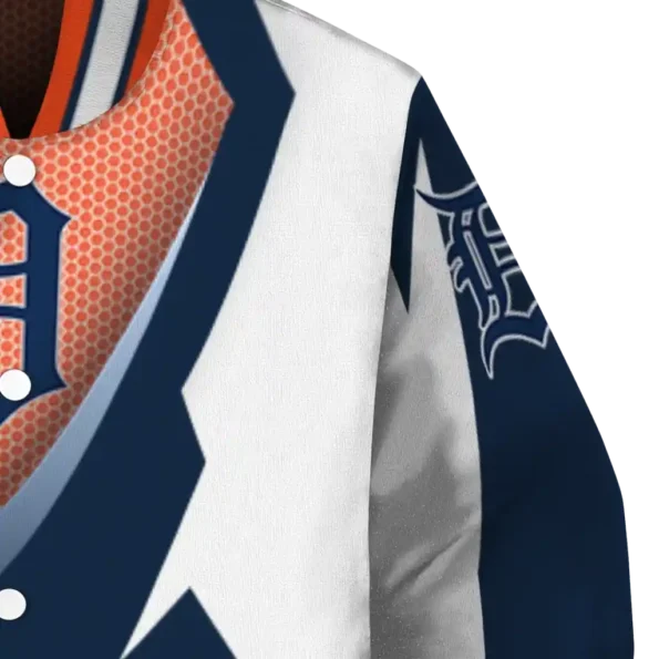 customized detroit tigers v stripes navy white varsity jacket premium grade