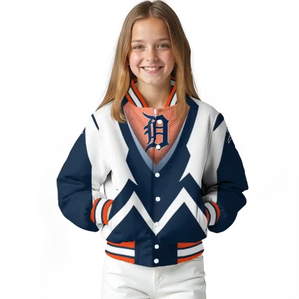 customized detroit tigers v stripes navy white varsity jacket top rated