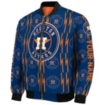 customized houston astros bolt stripe blue bomber jacket best selling