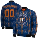 customized houston astros bolt stripe blue bomber jacket best selling
