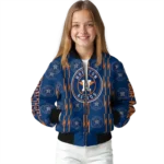 customized houston astros bolt stripe blue bomber jacket best selling
