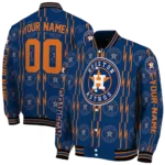 customized houston astros bolt stripe blue varsity jacket best selling