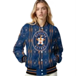 customized houston astros bolt stripe blue varsity jacket best selling