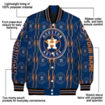 customized houston astros bolt stripe blue varsity jacket best selling