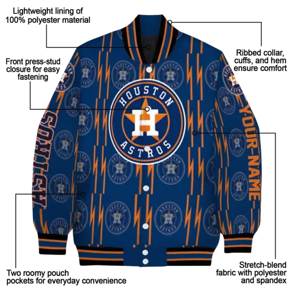 customized houston astros bolt stripe blue varsity jacket new arrival