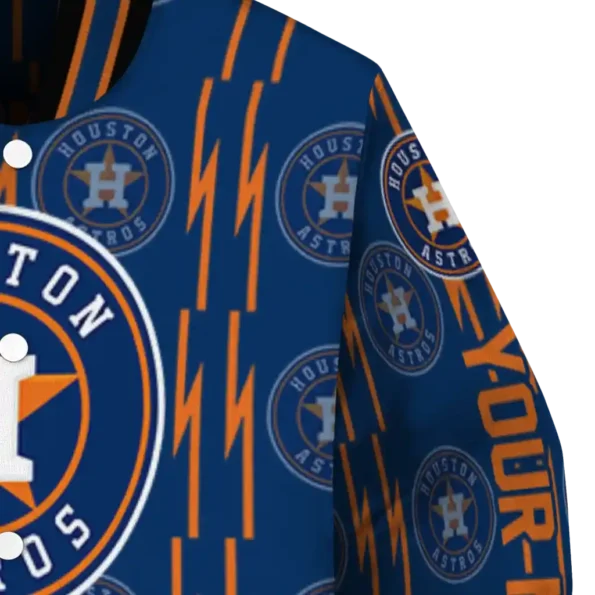 customized houston astros bolt stripe blue varsity jacket premium grade
