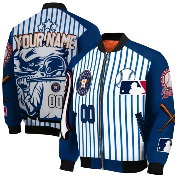 customized houston astros eagle baseball blue white bomber jacket fashion forward