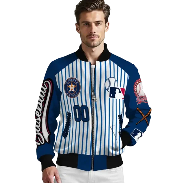 customized houston astros eagle baseball blue white bomber jacket high quality
