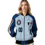 customized houston astros eagle baseball blue white bomber jacket best selling