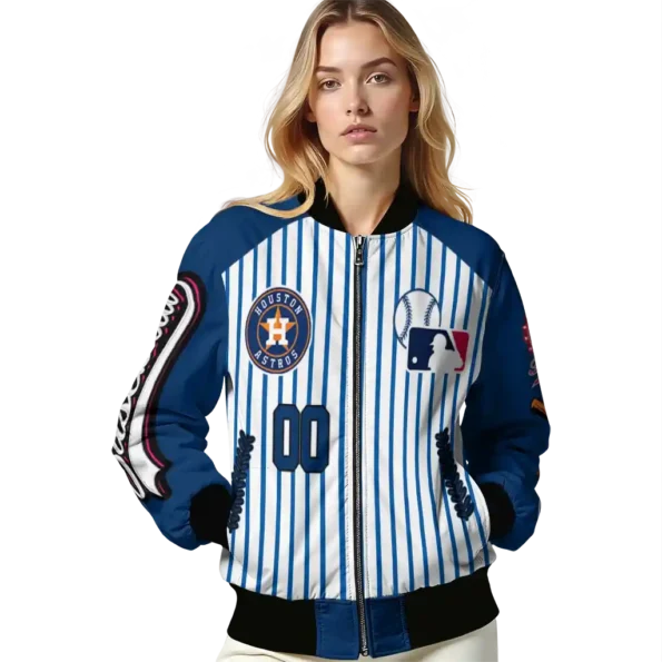 customized houston astros eagle baseball blue white bomber jacket latest model