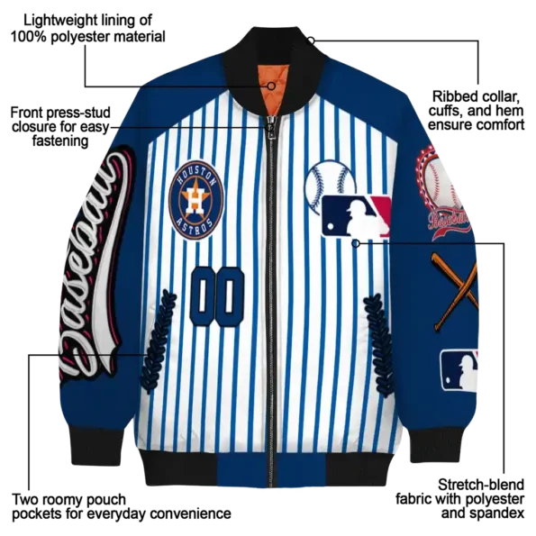 customized houston astros eagle baseball blue white bomber jacket new arrival