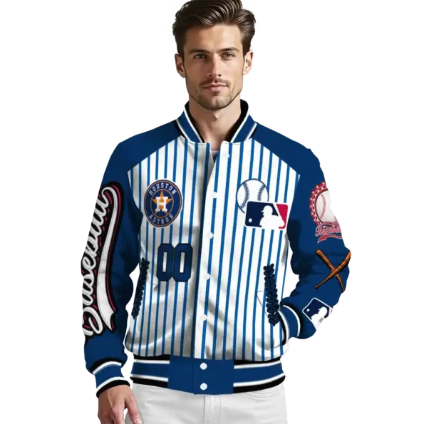 customized houston astros eagle baseball blue white varsity jacket high quality