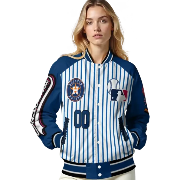 customized houston astros eagle baseball blue white varsity jacket latest model