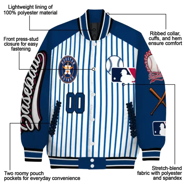 customized houston astros eagle baseball blue white varsity jacket new arrival