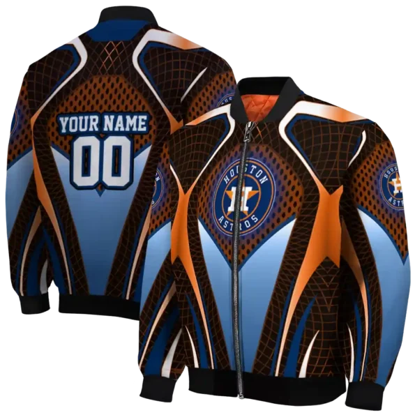 customized houston astros mesh chest orange crocs black bomber jacket fashion forward