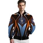 customized houston astros mesh chest orange crocs black bomber jacket best selling