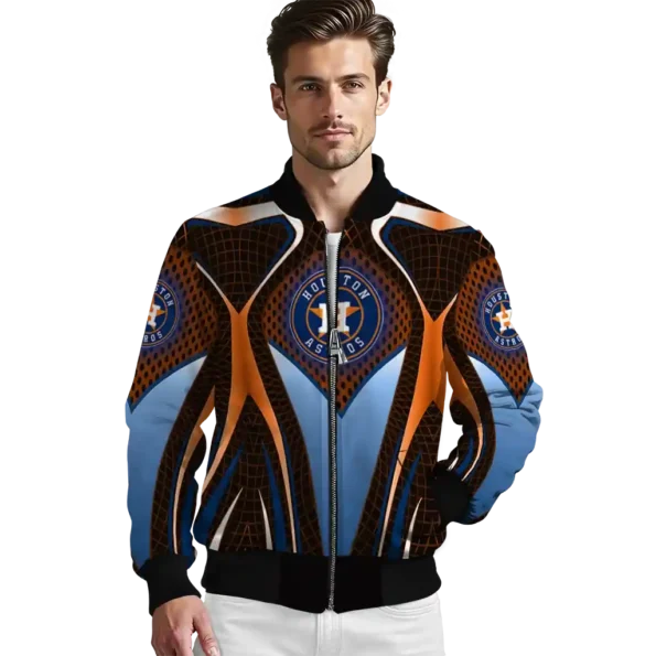 customized houston astros mesh chest orange crocs black bomber jacket high quality
