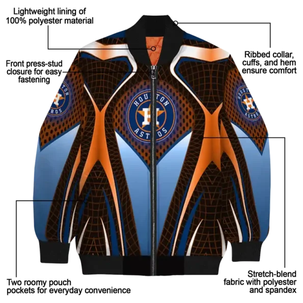 customized houston astros mesh chest orange crocs black bomber jacket new arrival