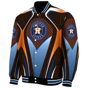 customized houston astros mesh chest orange crocs black varsity jacket best selling