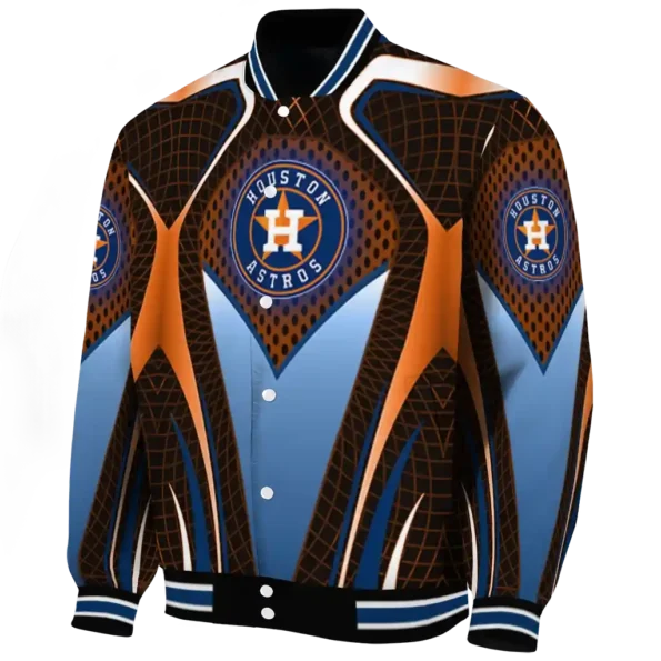 customized houston astros mesh chest orange crocs black varsity jacket best selling