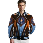 customized houston astros mesh chest orange crocs black varsity jacket best selling