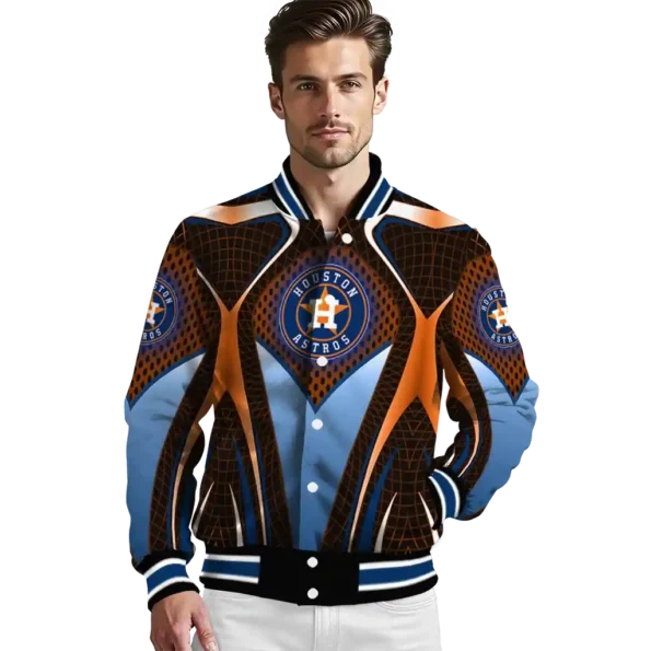 customized houston astros mesh chest orange crocs black varsity jacket high quality