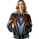 customized houston astros mesh chest orange crocs black varsity jacket best selling