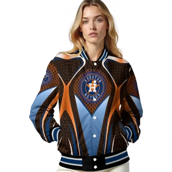 customized houston astros mesh chest orange crocs black varsity jacket latest model