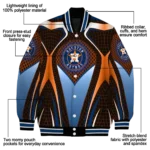 customized houston astros mesh chest orange crocs black varsity jacket best selling