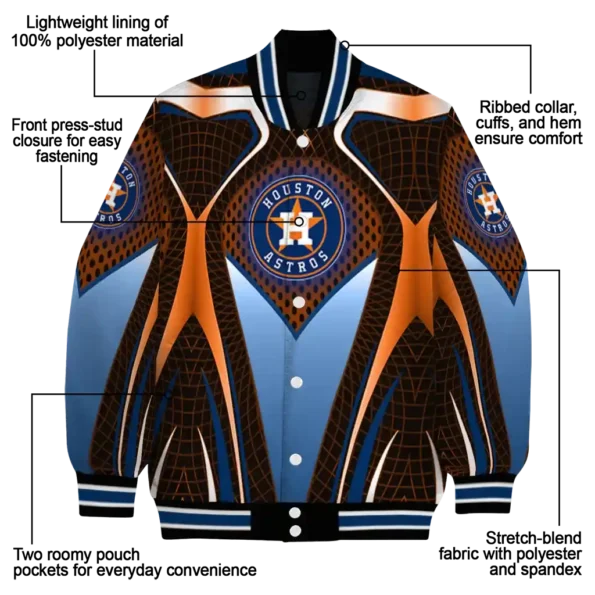 customized houston astros mesh chest orange crocs black varsity jacket new arrival