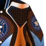 customized houston astros mesh chest orange crocs black varsity jacket best selling
