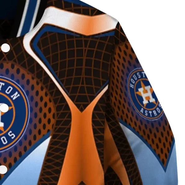customized houston astros mesh chest orange crocs black varsity jacket premium grade