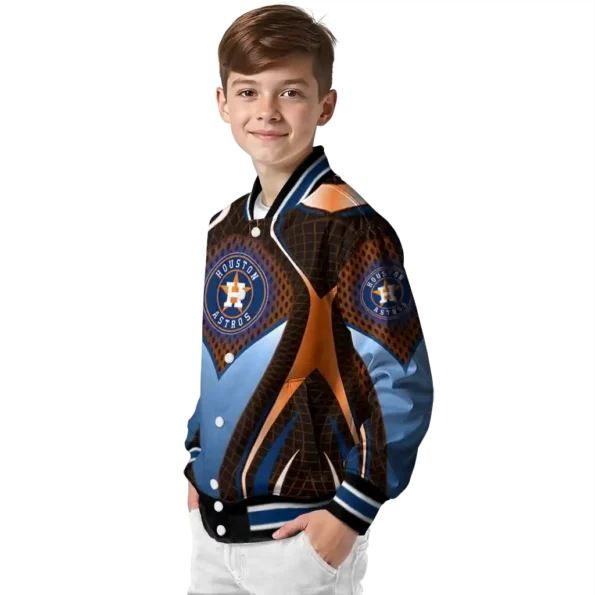 customized houston astros mesh chest orange crocs black varsity jacket trendy