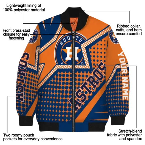 customized houston astros star burst blue bomber jacket new arrival