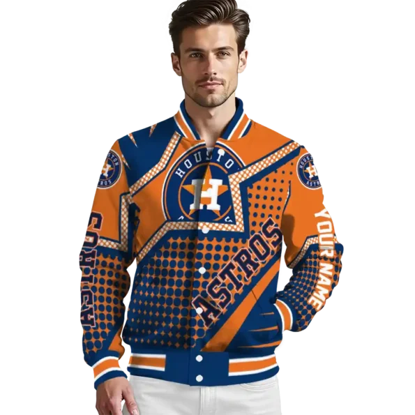 customized houston astros star burst blue varsity jacket high quality