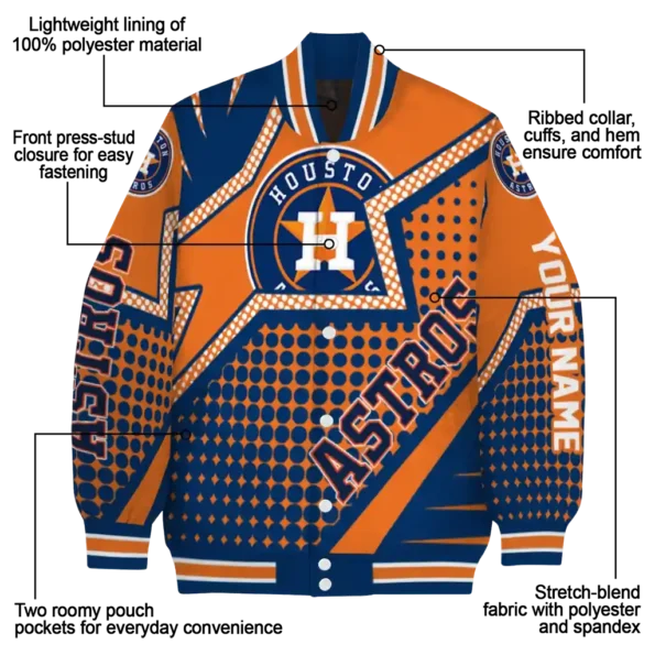 customized houston astros star burst blue varsity jacket new arrival